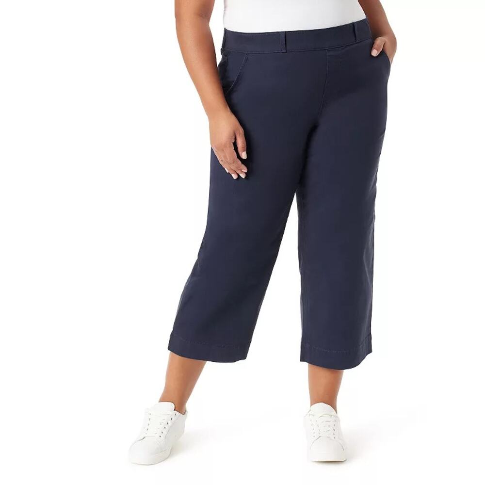 Gloria Vanderbilt Wide-Leg Cropped Pants Midnight Affair Blue NWT Plus Size 20W